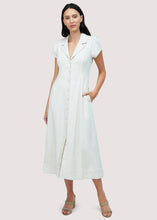 Load image into Gallery viewer, Linen blend button down dress in oatmeal color