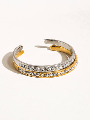 Troy 18K Gold Non-Tarnish Rhinestone Bangle