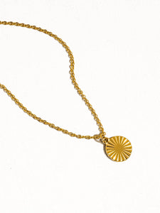 Miraz 18k Gold Non-Tarnish Round Sun Gaze Necklace
