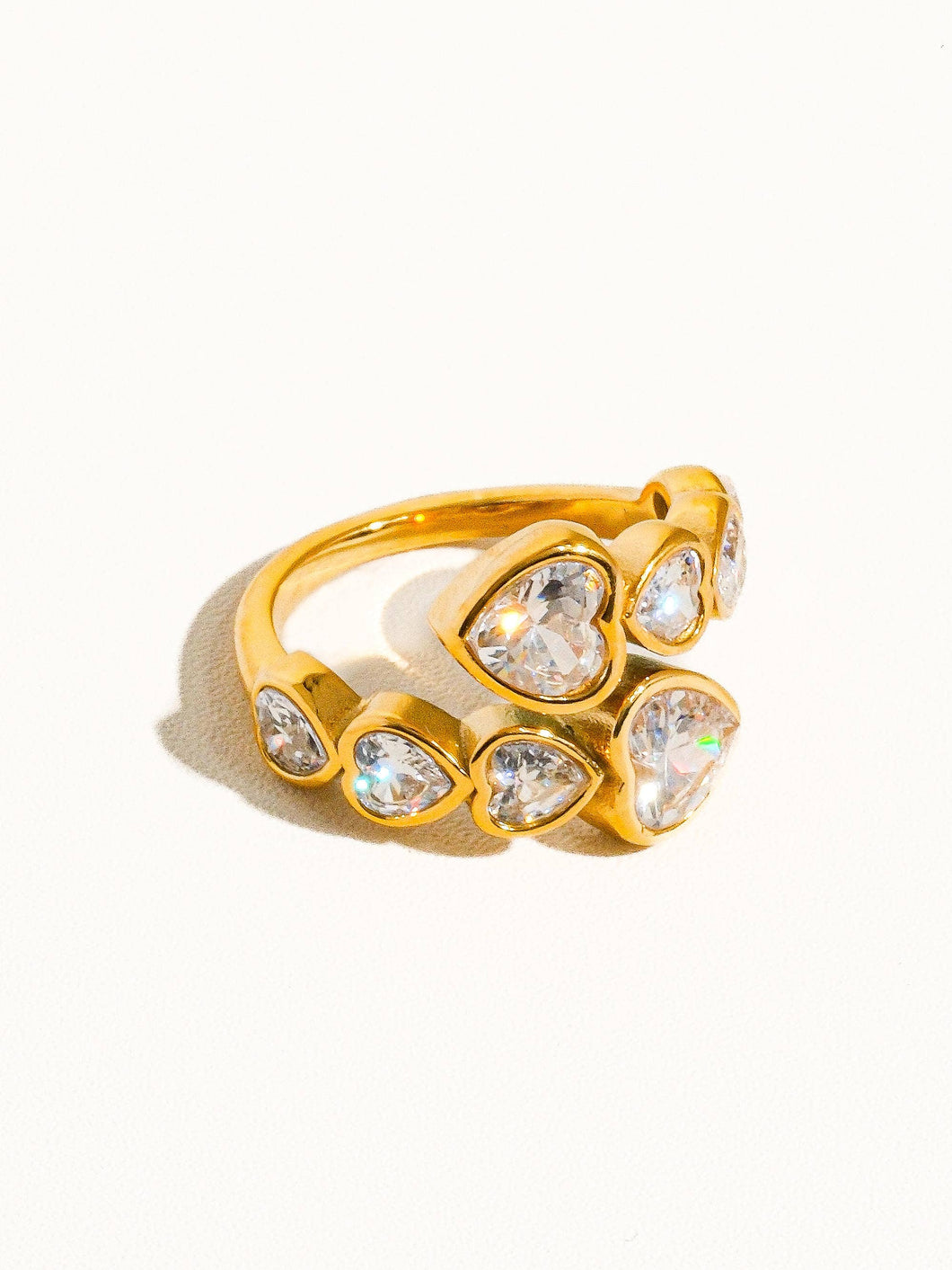 Wyatt 18K Gold Non-Tarnish Rhinestone Heart Ring