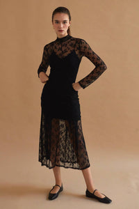 Scarlett Mock Neck Lace Maxi Dress