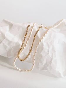 Camryn 18K Gold Non-Tarnish Layered Pearl Chain Necklace