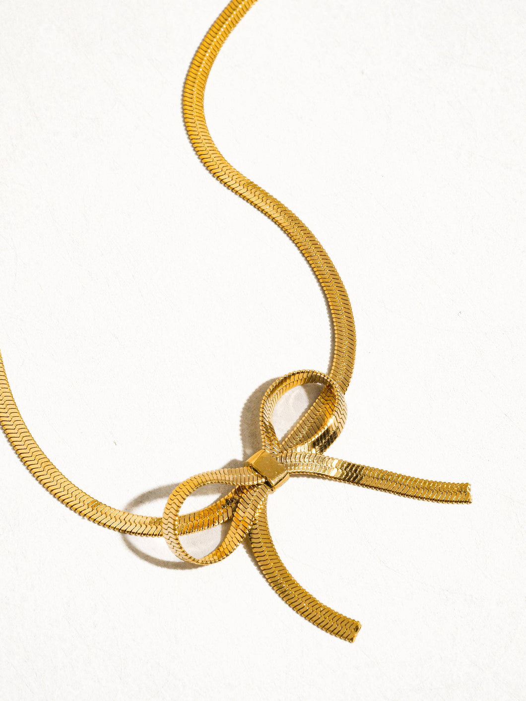 Marie 18K Gold Non-Tarnish Flat Snake Bow Choker