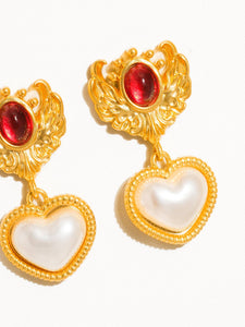 Adele 18K Gold Heart Pearl Earrings