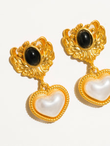 Adele 18K Gold Heart Pearl Earrings