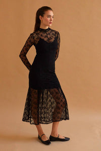 Scarlett Mock Neck Lace Maxi Dress