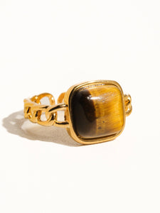 Oriana Non-Tarnish Gemstone Chain Ring