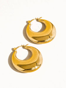 Catherine Non-Tarnish Classic Round Gold Hoop Earring