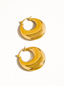 Catherine Non-Tarnish Classic Round Gold Hoop Earring