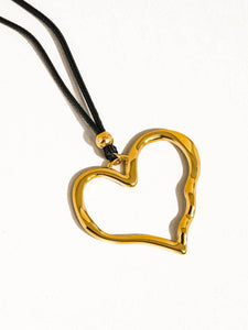 Jeffrey 18K Gold Non-Tarnish Large Heart Necklace