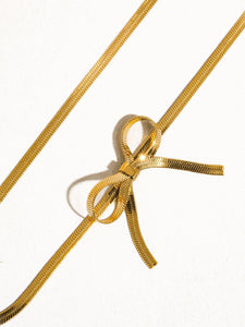 Marie 18K Gold Non-Tarnish Flat Snake Bow Choker