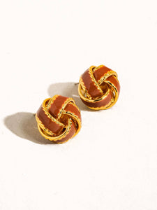 Astor 18K Gold Basket Weaved Ball Studs