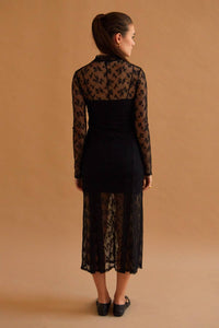 Scarlett Mock Neck Lace Maxi Dress