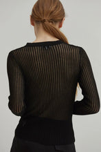 Load image into Gallery viewer, Christina Semi Sheer Ribbed Top Black