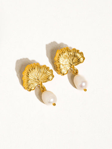 Béatrice 18K Gold Non-Tarnish Floral Pearl Earring