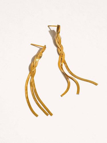 Zed 18K Gold Non-Tarnish Braided Tassel Earring