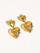 Load image into Gallery viewer, Auréole 18K Gold Non-Tarnish Heart &amp; Star Dangle Earring