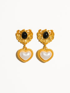 Adele 18K Gold Heart Pearl Earrings