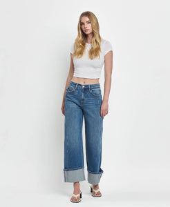 Super High Rise Cuff Baggy Jeans