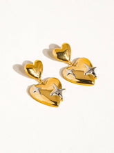 Load image into Gallery viewer, Auréole 18K Gold Non-Tarnish Heart &amp; Star Dangle Earring