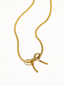 Marie 18K Gold Non-Tarnish Flat Snake Bow Choker