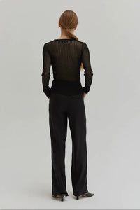 Christina Semi Sheer Ribbed Top Black