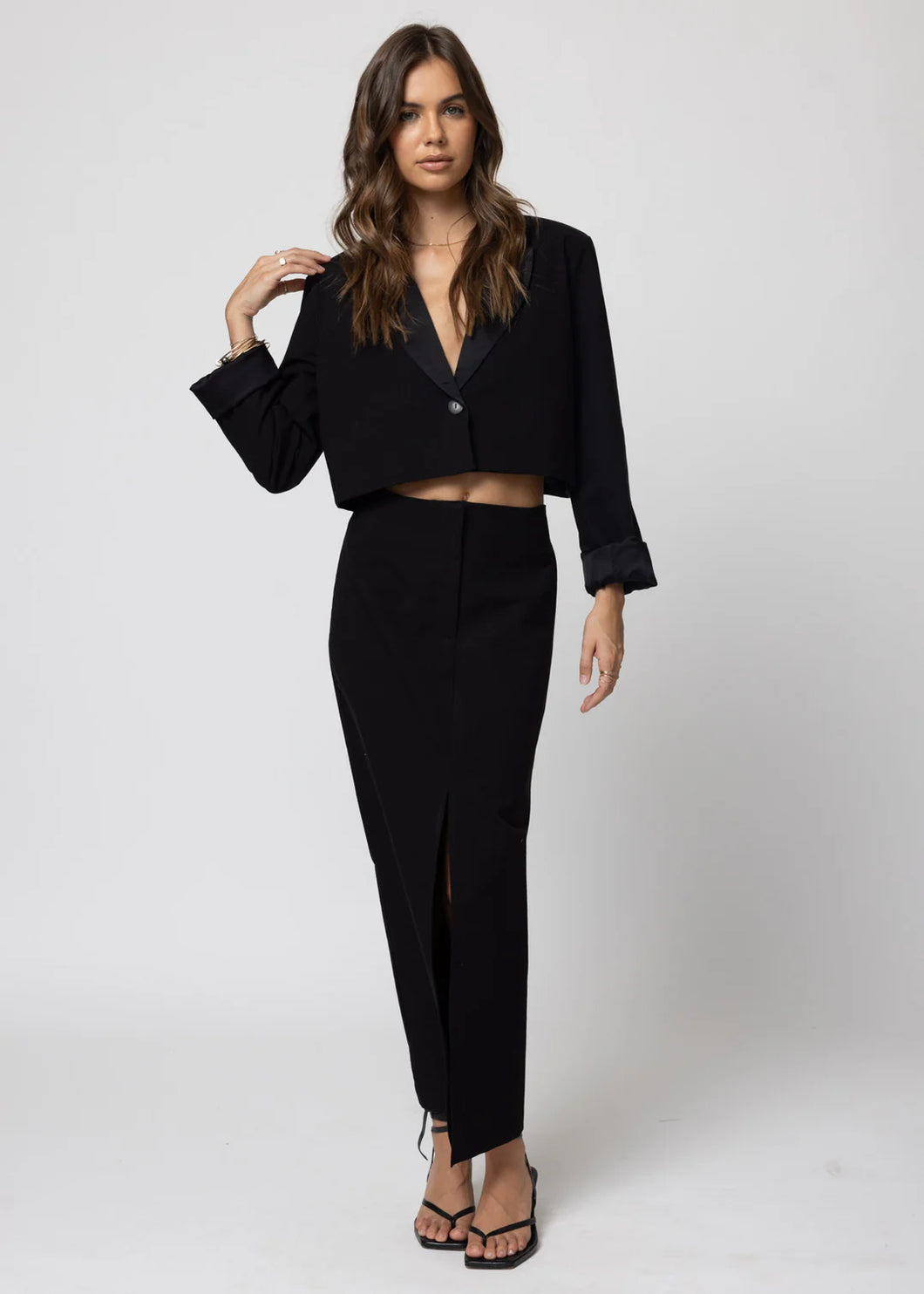 The Matte Twill Crop Blazer