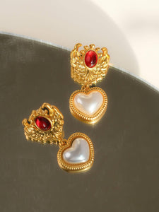 Adele 18K Gold Heart Pearl Earrings