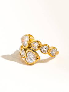 Wyatt 18K Gold Non-Tarnish Rhinestone Heart Ring