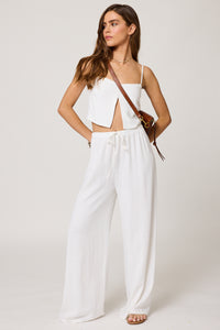 The Venice Wide Leg Pant - White Linen