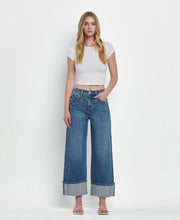 Load image into Gallery viewer, Super soft and comfortable with an ultra flattering fit, the cuff baggy jeans will be your go to denim. A tried and true cut that sold out in the Spring, grab them for your Fall closet staple.

Dark denim
High rise
Zip and button closure
11&#39;&#39; Rise
30&#39;&#39; Inseam (cuffed)
22&#39;&#39; leg opening