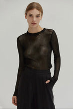 Load image into Gallery viewer, The Christina Semi Sheer Ribbed top is the perfect addition to your Fall wardrobe. A must have elevated basic to add to your core collection.  

﻿﻿Ribbed sheer knit
﻿﻿Crew neckline
﻿﻿Long sleeve
﻿﻿Slim fit