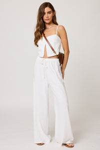 The Venice Wide Leg Pant - White Linen