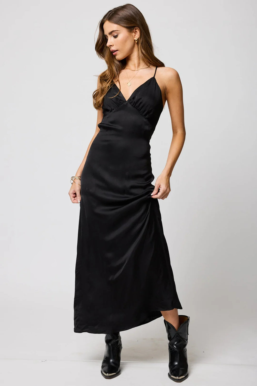 Silky Lucia Maxi Dress-Black