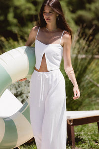 The Venice Wide Leg Pant - White Linen