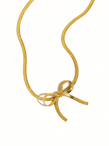 Marie 18K Gold Non-Tarnish Flat Snake Bow Choker