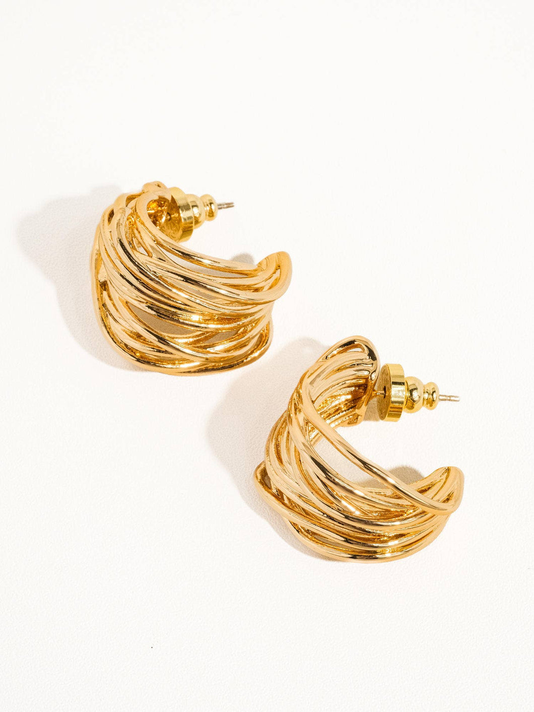 Noemie 18k Gold String C Hoop Huggie Earring