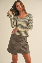 Load image into Gallery viewer, Striped Scoop Neck Top Olive/Black