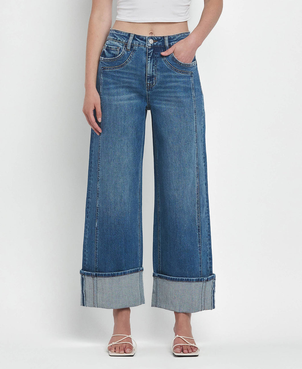 Super High Rise Cuff Baggy Jeans