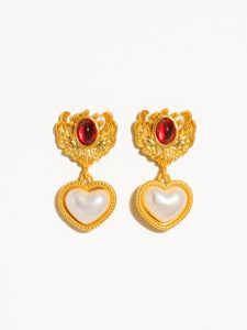 Adele 18K Gold Heart Pearl Earrings