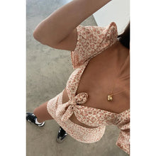 Load image into Gallery viewer, Floral Self Tie Smocked Top